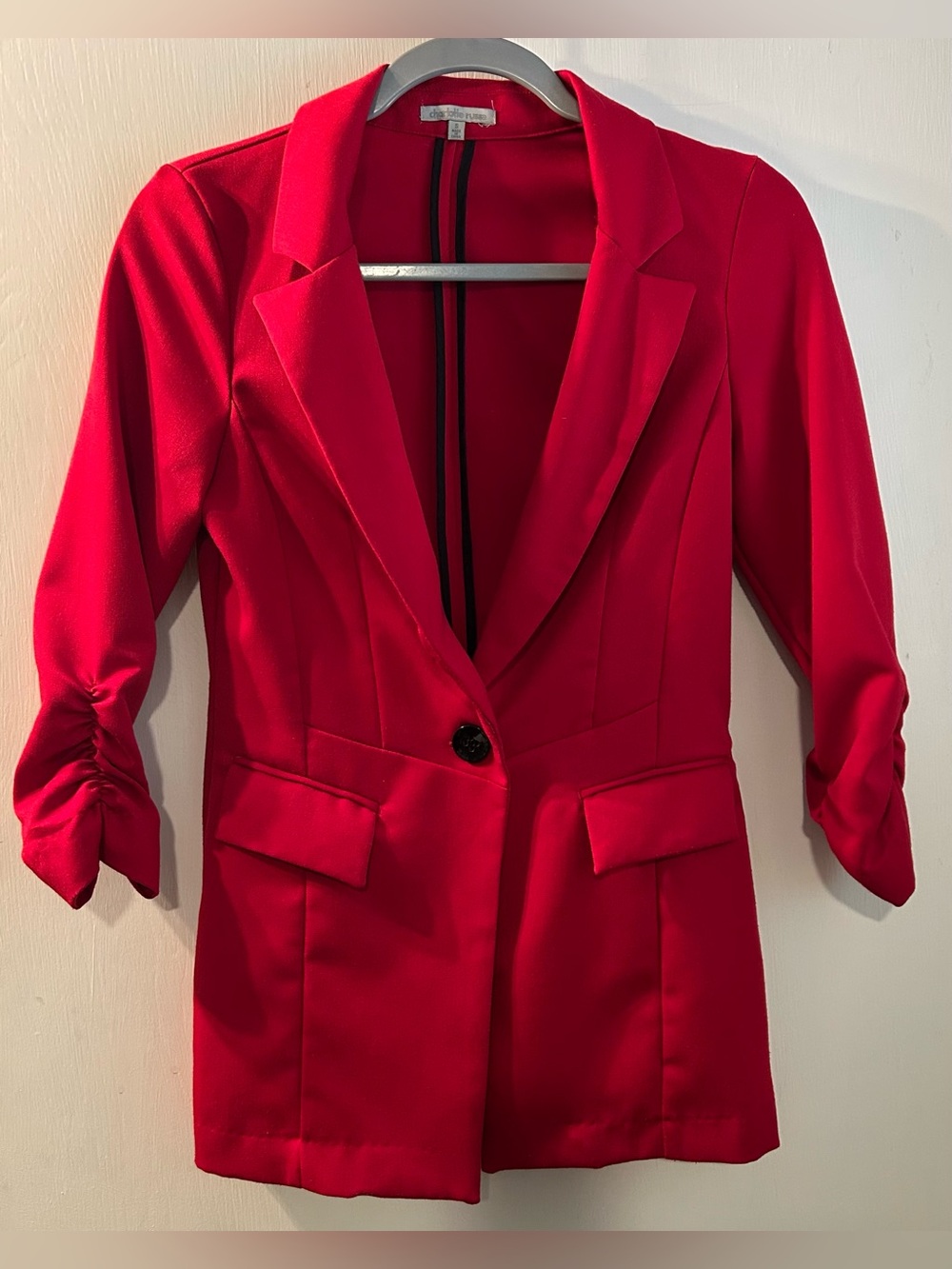 Charlotte Russe Red Women's Tailored Single-Button Blazer Size S
